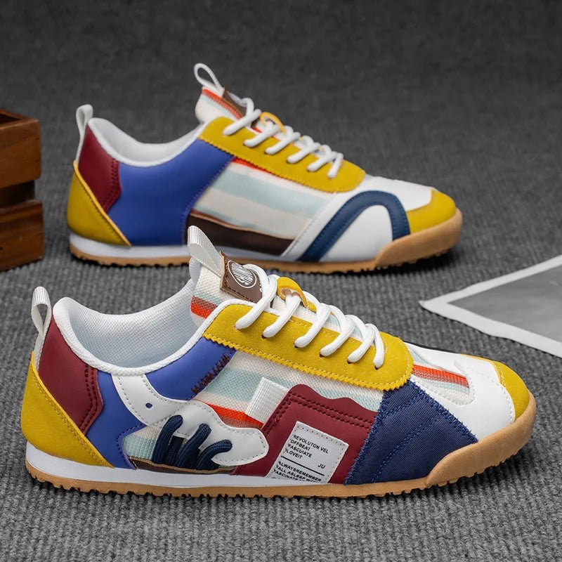 Trendy men's patchwork shoes, designed for ultimate comfort and utility in diverse casual settings.