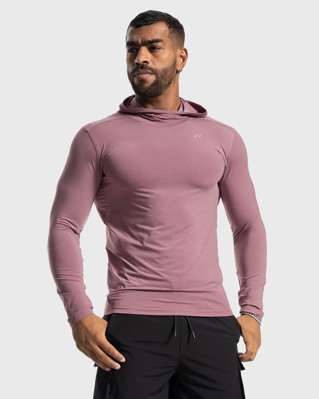 Athletic top for men, baselayer hoodie in royal blue, designed for intense workouts