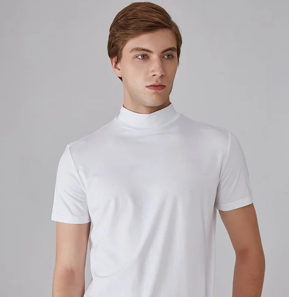Men's performance turtleneck shirt, long sleeve, for active lifestyles & workouts. Moisture-wicking athletic base layer.