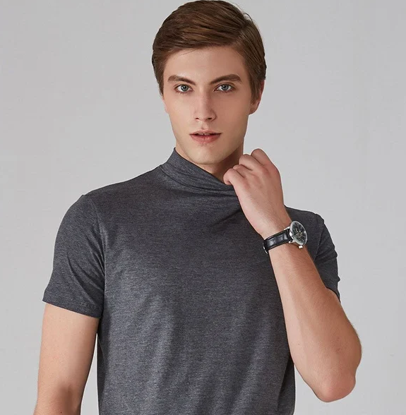 Versatile men's activewear turtleneck shirt, long sleeve, perfect for gym, running, or a comfortable everyday base layer.
