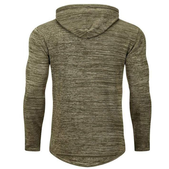 Grey cotton blend men's hoodie, performance tapered fit, essential athletic gym apparel