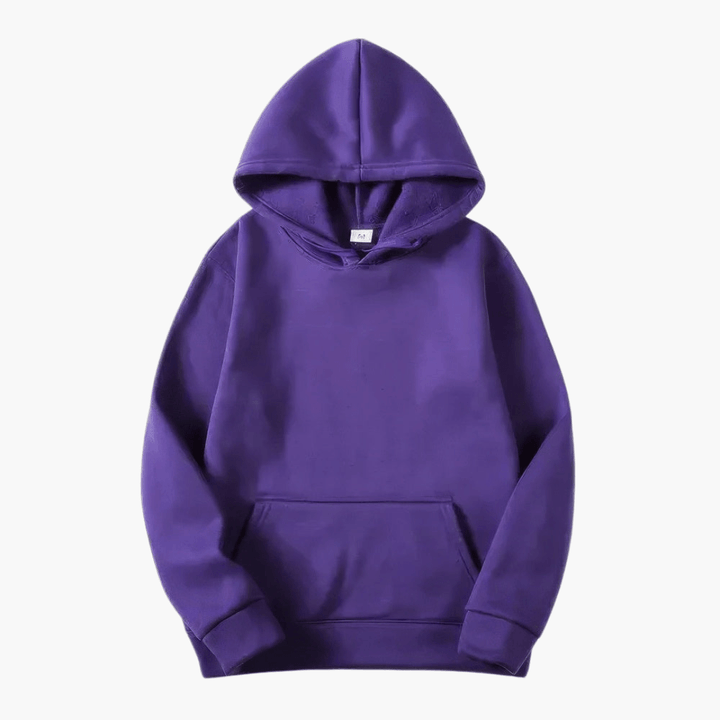 Men's bright blue long sleeve pullover hoodie, casual and comfortable athletic wear