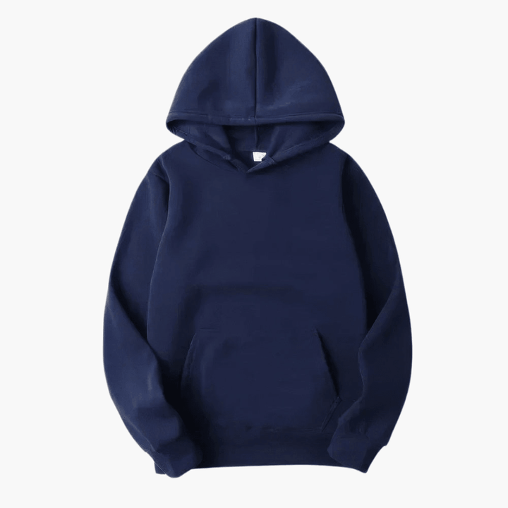 Classic white men's pullover hoodie, versatile solid color for casual or streetwear fashion