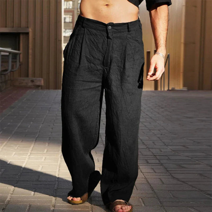 Classic men's casual chino pants, featuring a pleated wide leg and loose fit for ultimate comfort & fashion.