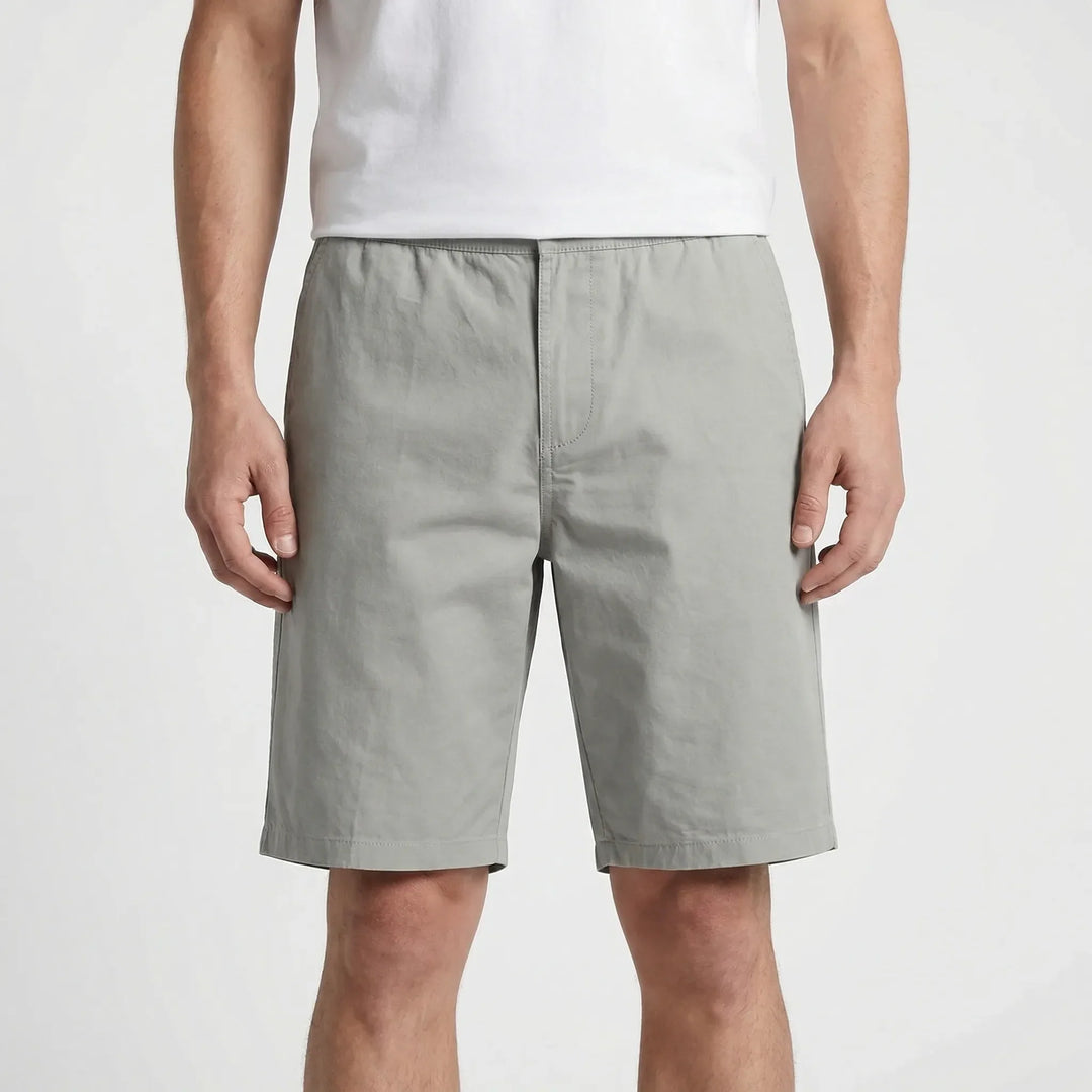 Everyday plus size men's shorts, knee-length with an elastic waist. Perfect for casual comfort.