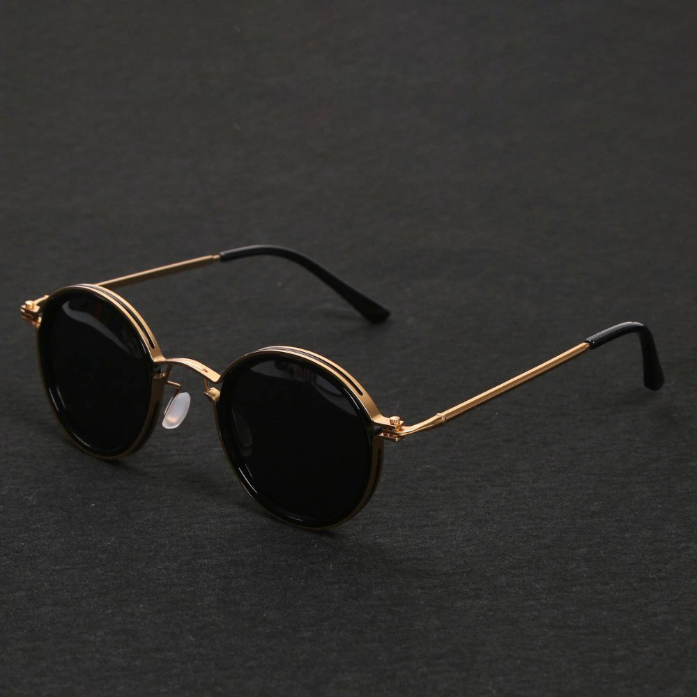 Men's polarized double bridge sunglasses with UV protection. Stylish metal frame eyewear for outdoor shades.