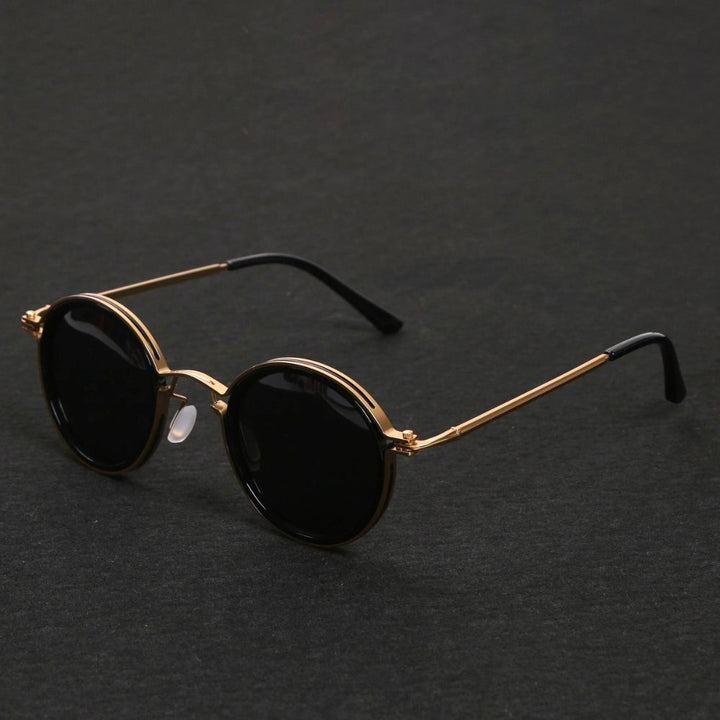 Men's polarized double bridge sunglasses with UV protection. Stylish metal frame eyewear for outdoor shades.