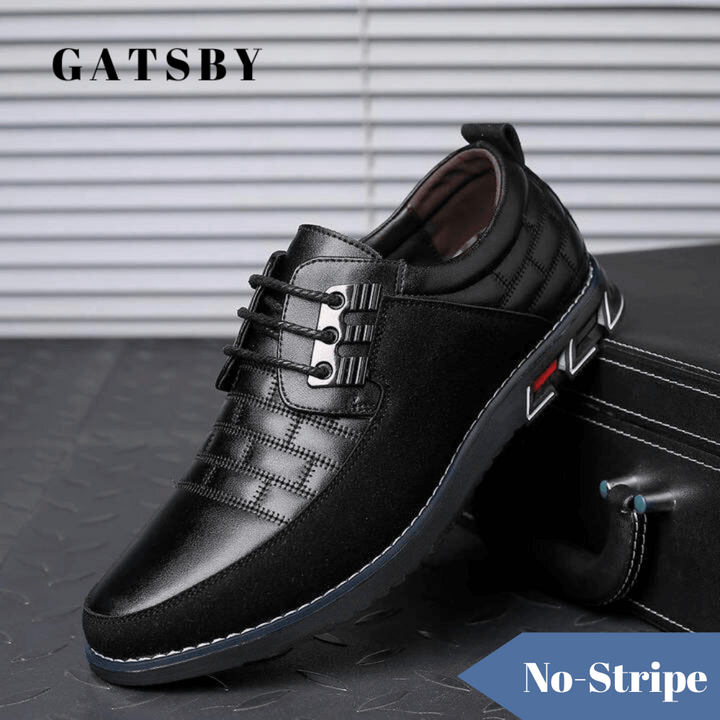 Men's polished black leather oxford dress shoes, perfect for formal and business casual outfits.