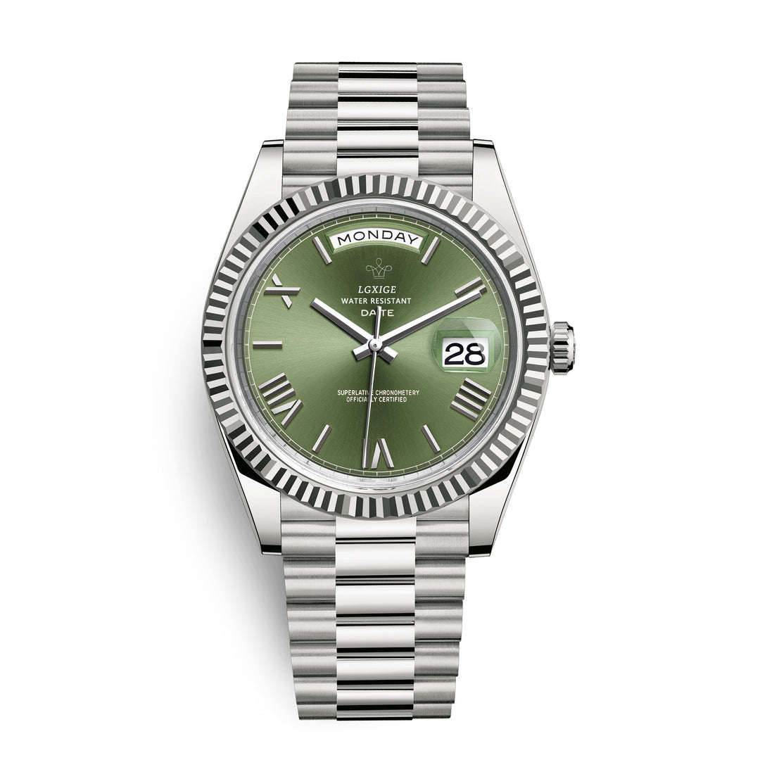 Classic Solan men's automatic watch with day and date, an ideal gift for him, elegant and functional.