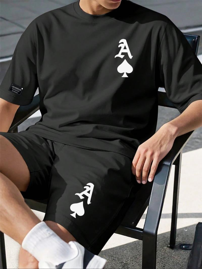 Comfortable men's cotton blend athleisure set for sleep or casual wear in neutral tones