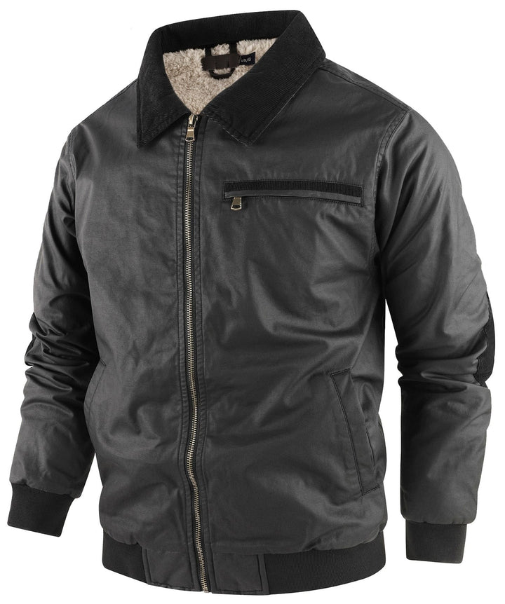 Men's premium bomber jacket, fleece-lined, in a sophisticated olive green