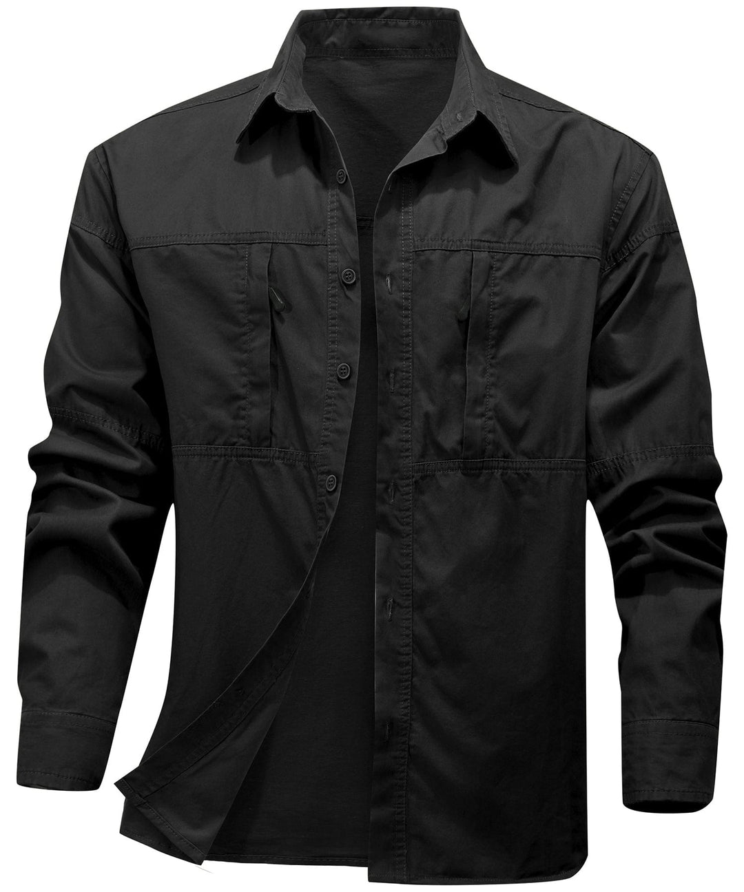 Close-up of the breathable fabric of the Men's Premium Cotton Terrain Trek Shirt, showcasing texture.