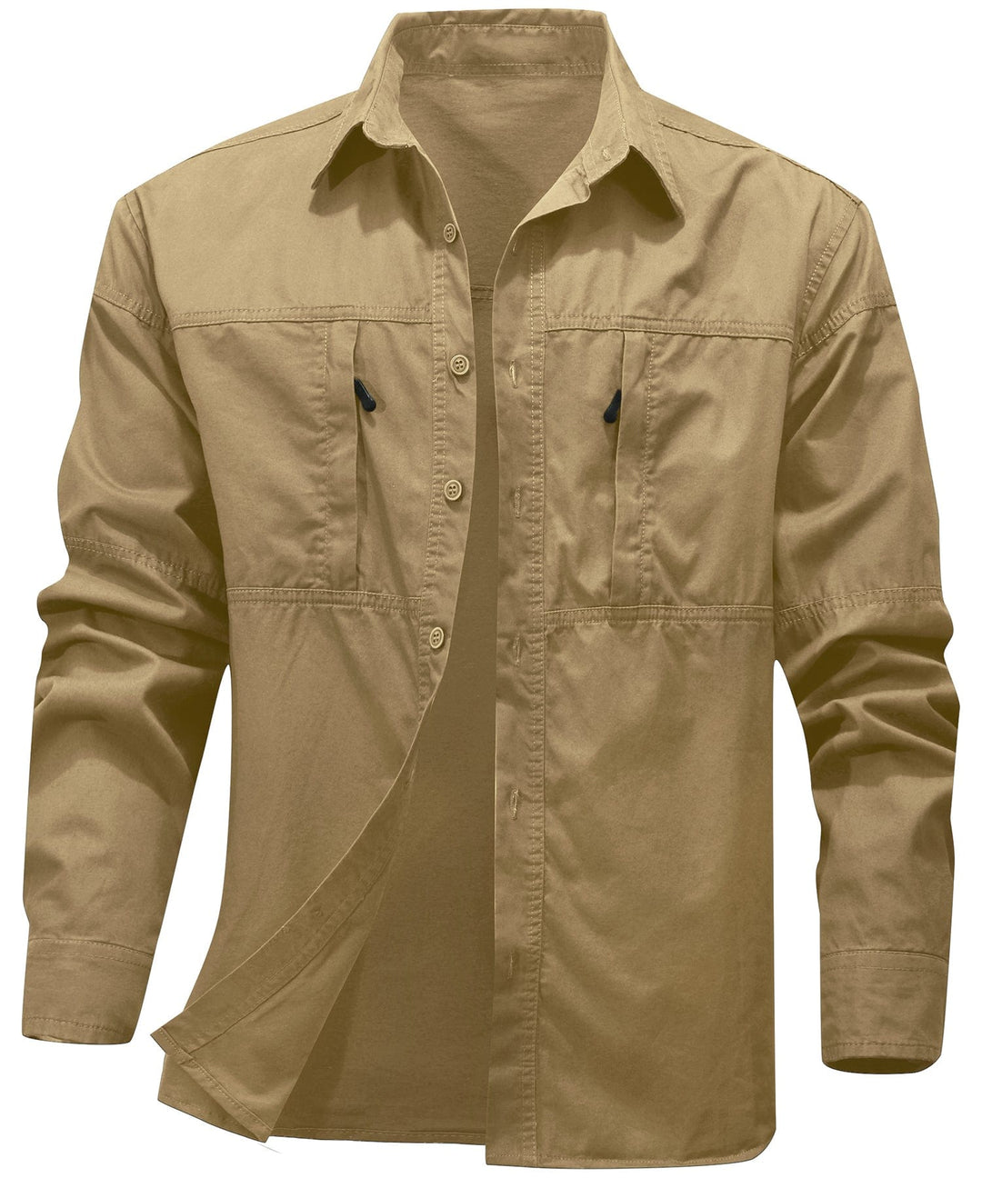 Back view of the Men's Premium Cotton Terrain Trek Shirt, highlighting its tailored fit and short sleeves.