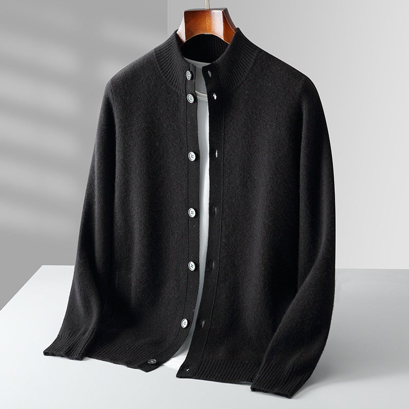 Men's classic style merino wool button jacket, essential for winter fashion.