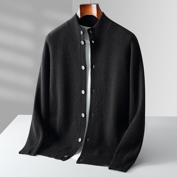 Men's classic style merino wool button jacket, essential for winter fashion.
