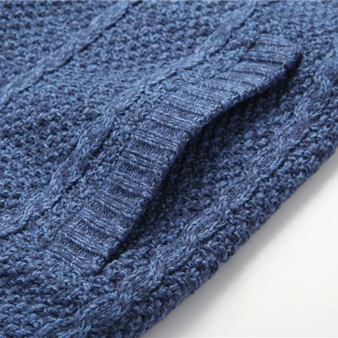 Back view of a men's premium wool zip-up jacket. Classic design, ideal for cold weather.