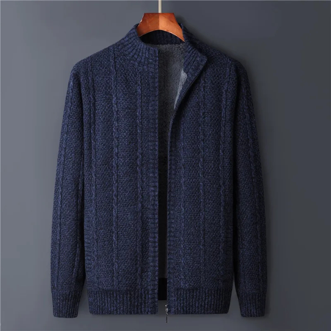 Men's premium wool jacket, black, with collar detail. Versatile stylish winter coat.
