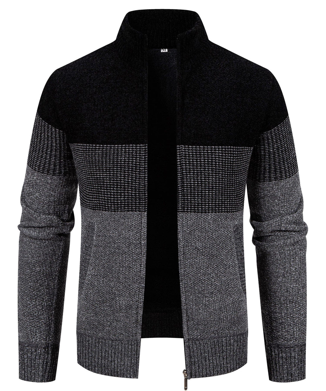 Men's Prestige Color Block Sweater, charcoal knitwear for elegant casual winter wear