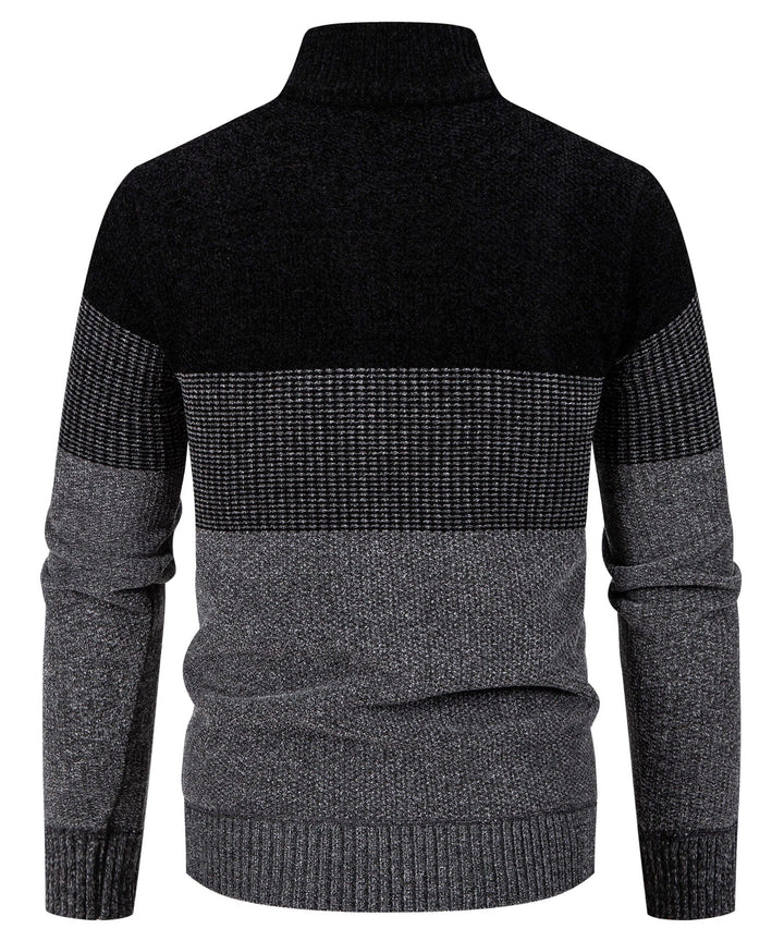 Full view of Men's Prestige Color Block Sweater, perfect men's fashion knitwear