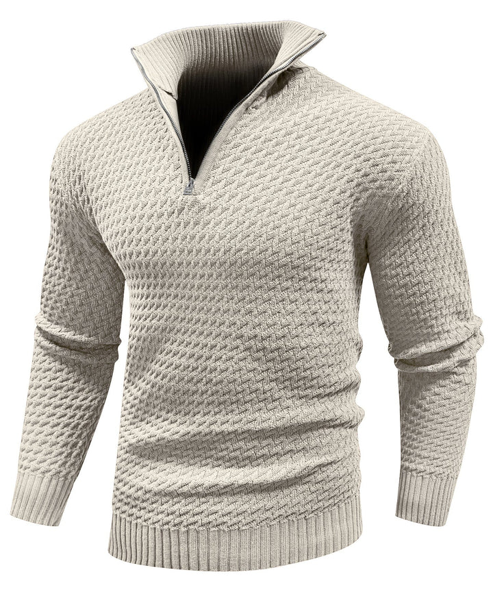 Stylish men's quarter-zip pullover in black, a comfortable long-sleeve sweatshirt