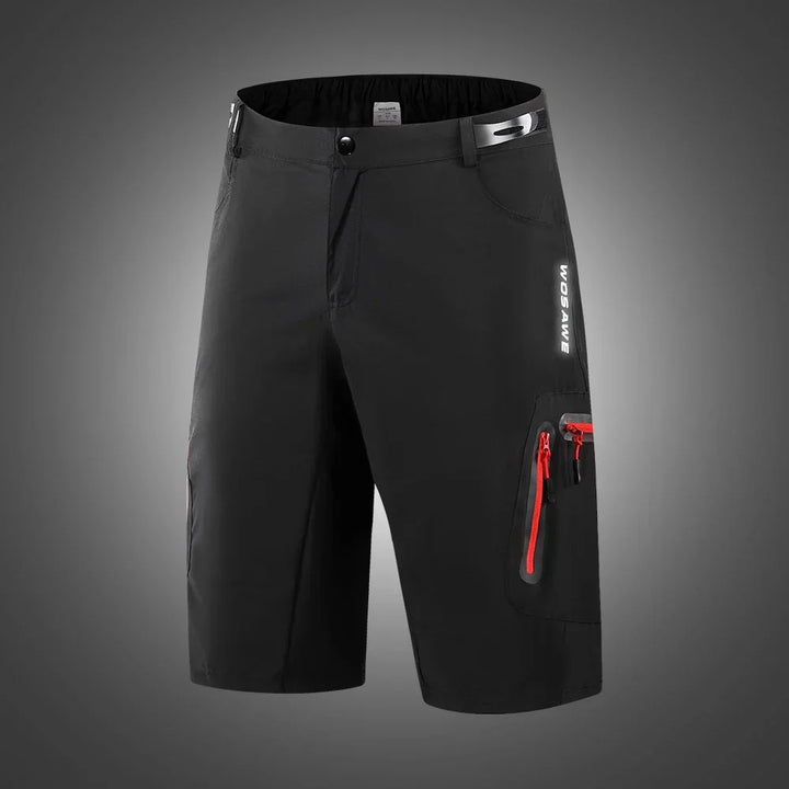Durable men's MTB & road cycling shorts. Quick-dry fabric, comfortable gel padding, adjustable waist.