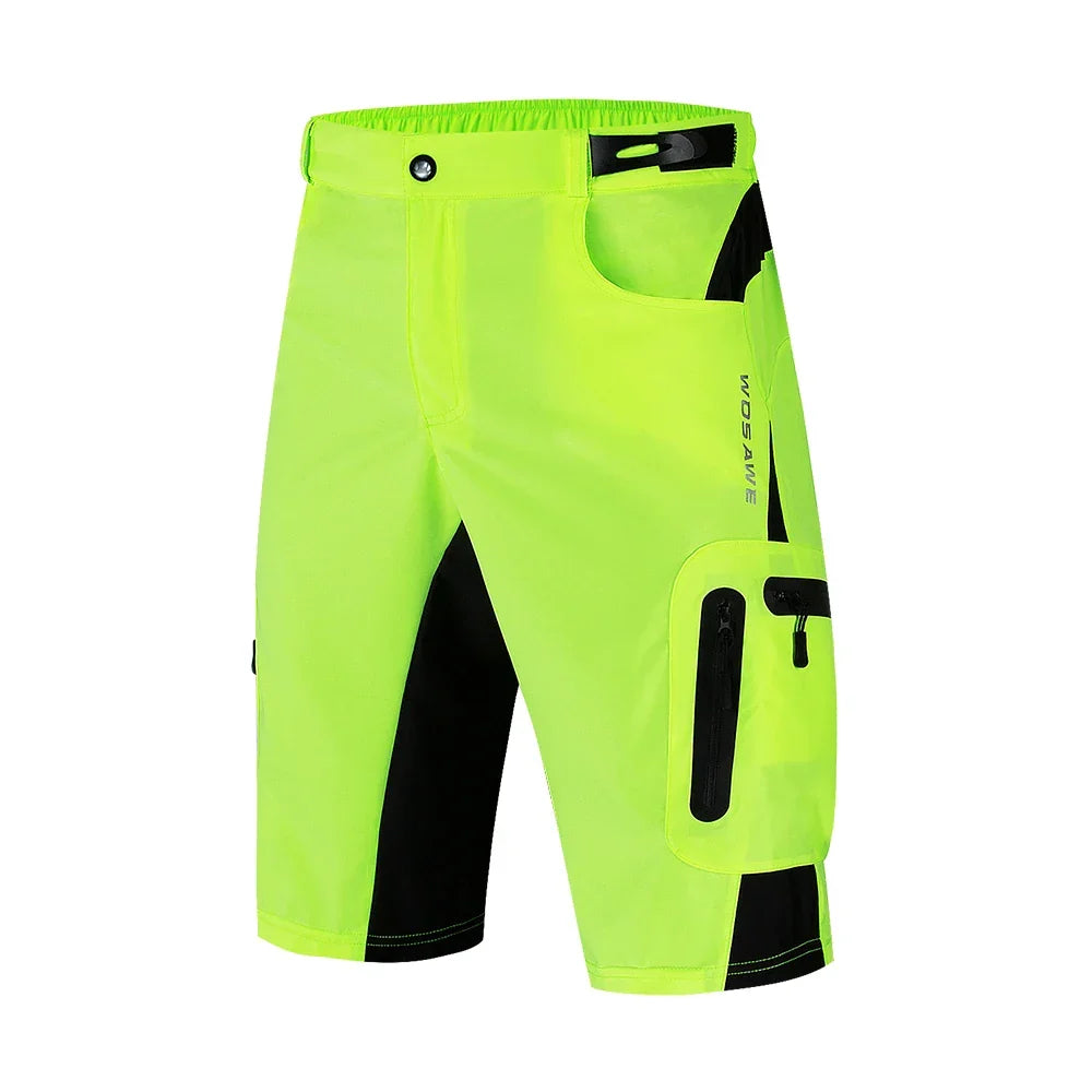 Versatile men's activewear shorts for cycling, quick-dry, padded, with secure zippered pockets.