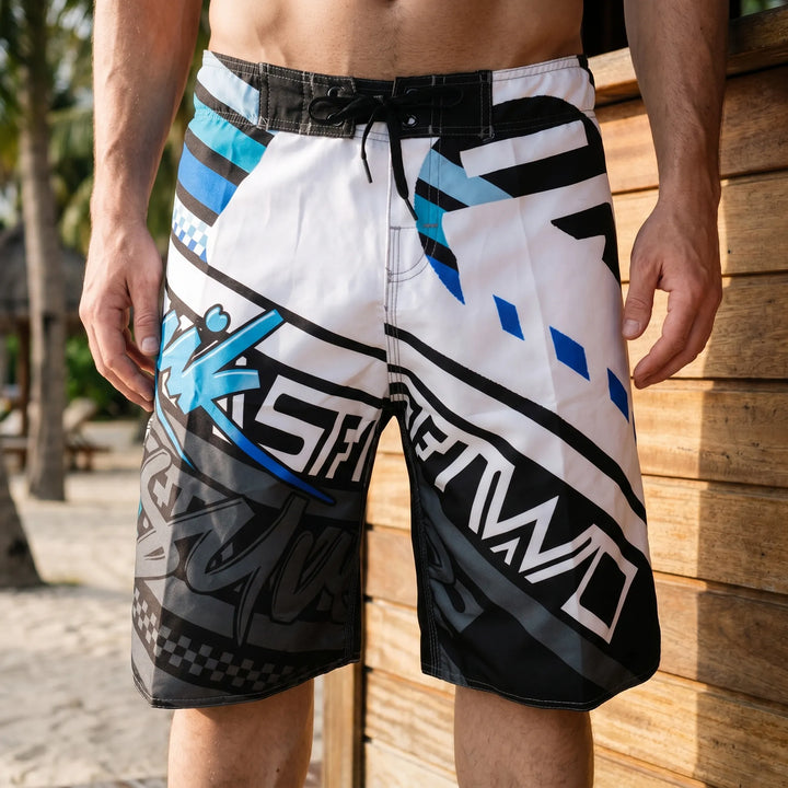 Men's quick-dry printed swim shorts for beach & pool, perfect for summer vacation.