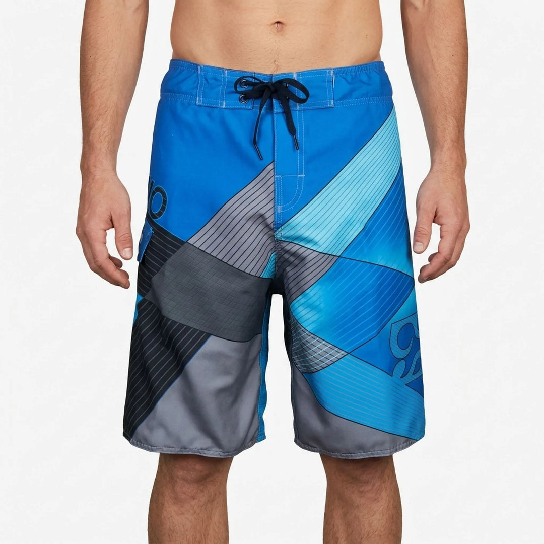 Stylish men's printed quick-dry swim shorts, ideal board shorts for beach, pool, and summer vacation.