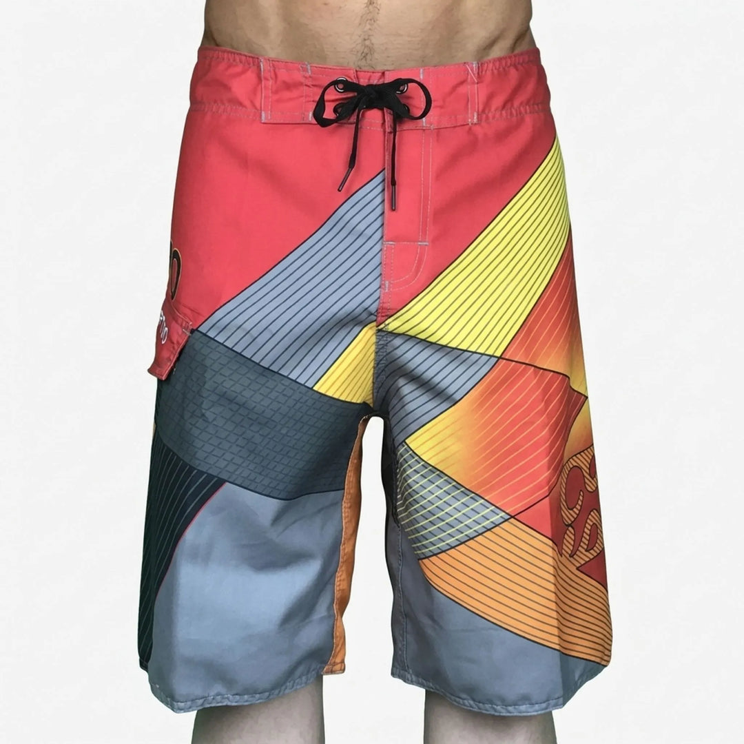 Comfortable quick-dry men's swim trunks with a vibrant print for beach, pool, and active summer wear.