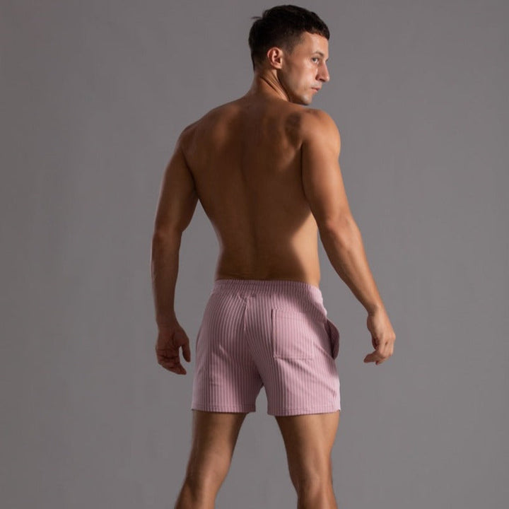 Front view: Men's quick-drying swim shorts. Stylish ripstop polyester beach & pool wear for comfort.