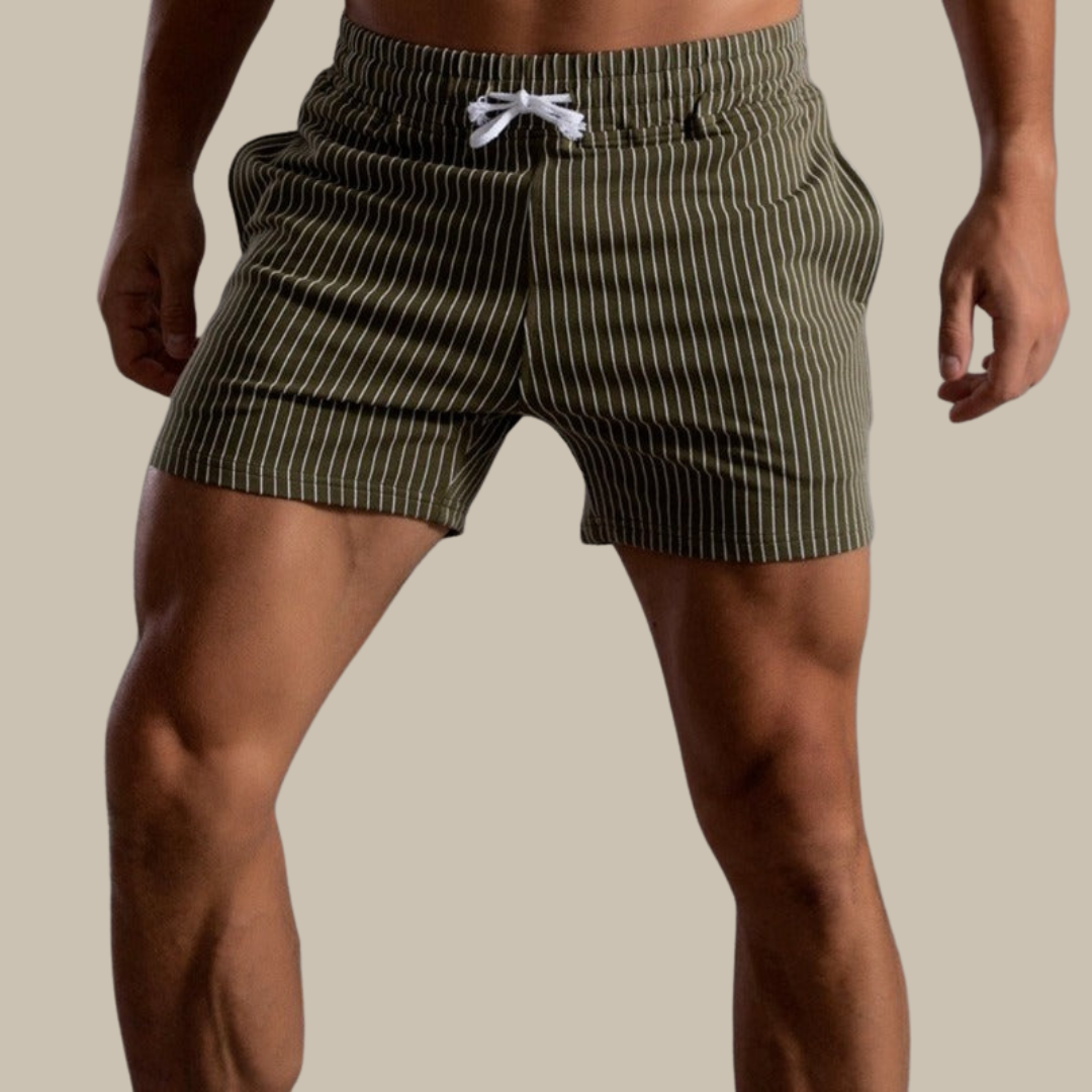 Quick-dry men's swim shorts. Ripstop polyester beachwear, ideal for active summer days & comfort.