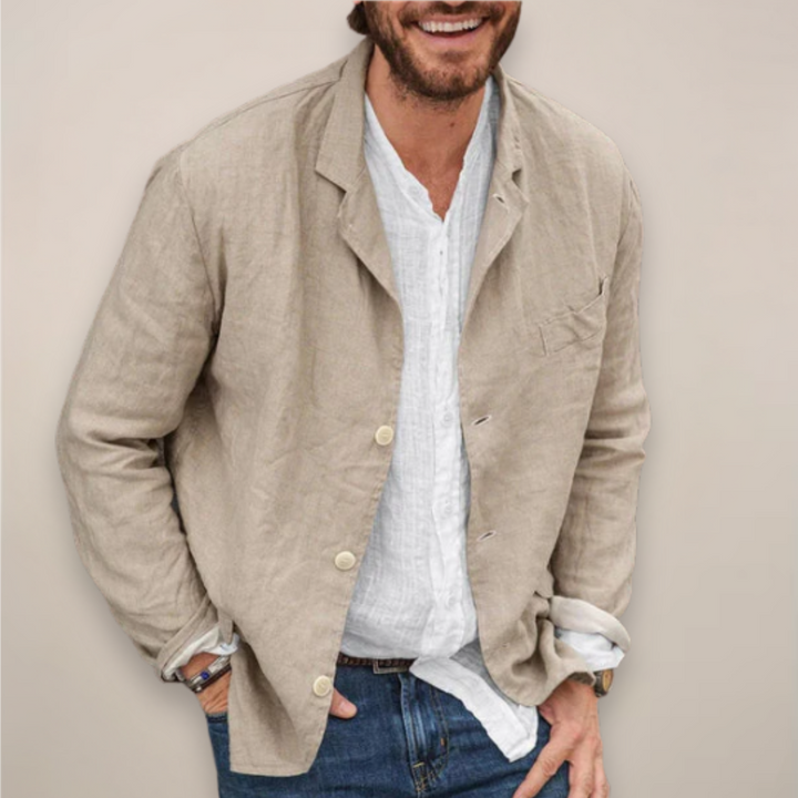 Men's relaxed fit blazer jacket for smart casual & everyday layering. Effortless style.