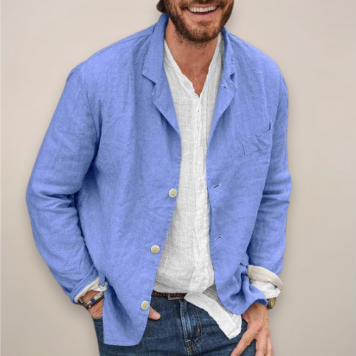 Comfortable men's relaxed fit blazer jacket, ideal for effortless everyday style & layering.