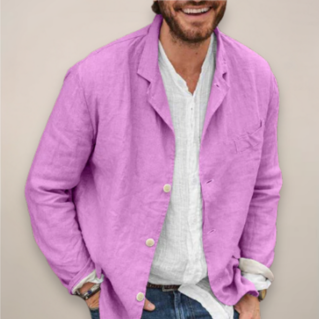 Practical men's outerwear blazer jacket, versatile for smart casual and everyday wear.