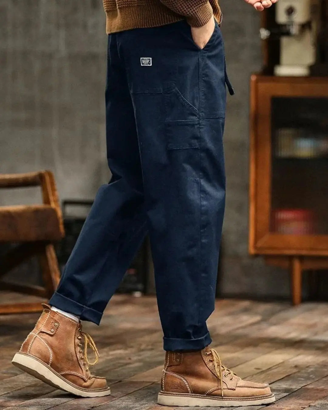 Durable men's relaxed fit cargo pants, offering comfort and long-lasting utility.