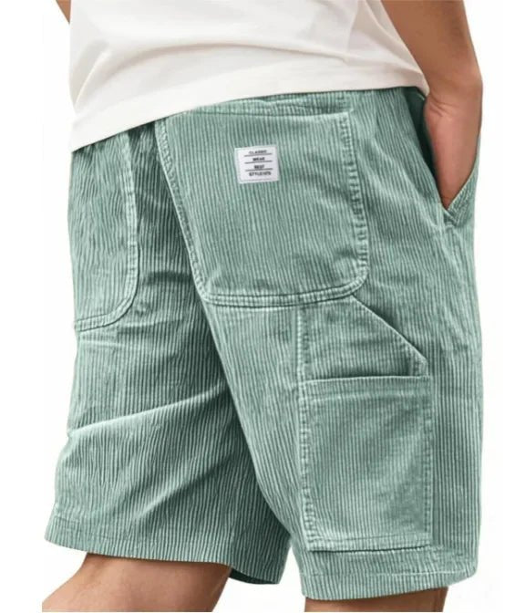 Everyday men's cargo shorts, relaxed fit, embodying effortless summer fashion.