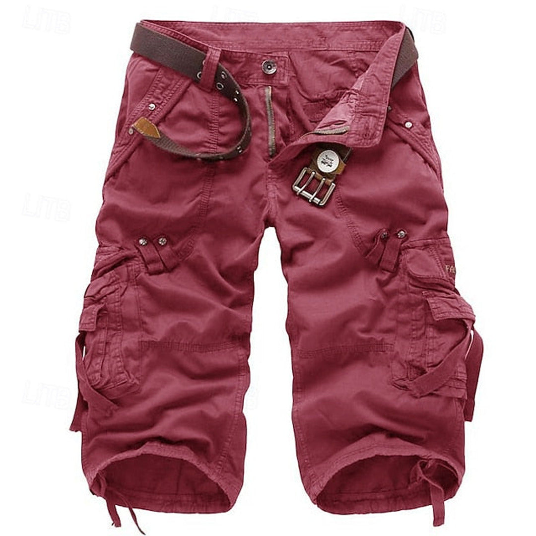 Men's relaxed fit cargo shorts with multiple pockets, perfect for outdoor & casual summer wear.