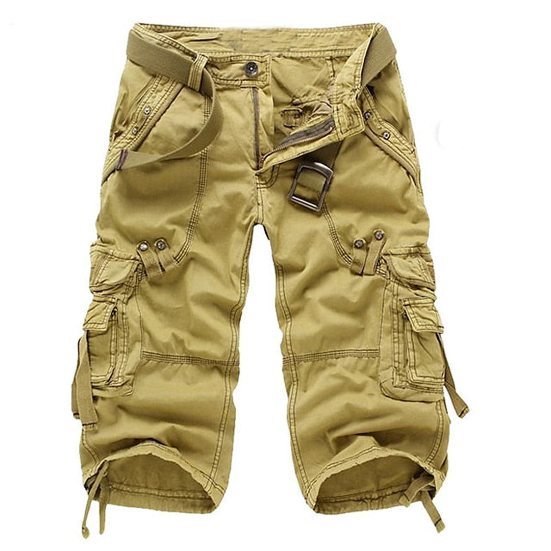 Versatile men's relaxed fit cargo shorts with belted waist, great for men's fashion & outdoor activities.