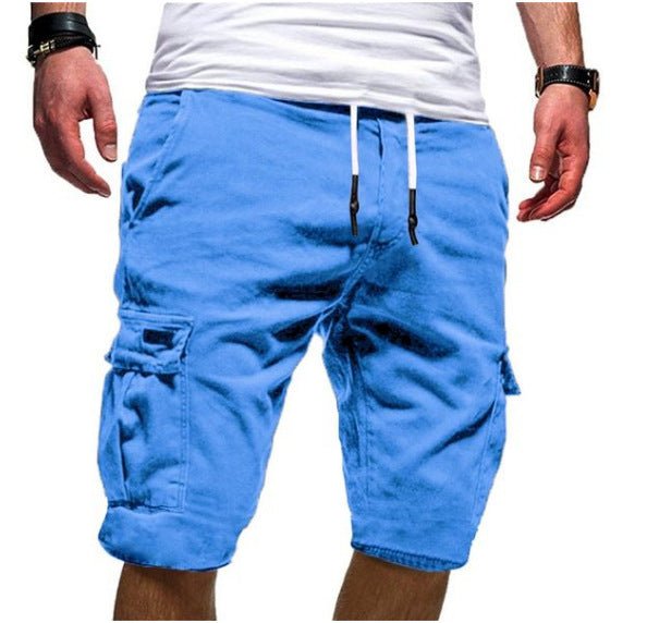 Front view of men's relaxed fit cargo shorts, comfortable and functional for summer outdoor activities.