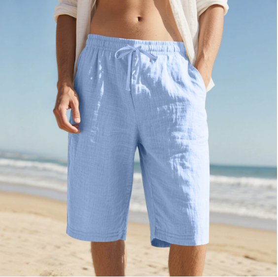 Comfortable men's relaxed fit drawstring chino shorts, ideal for summer fashion, warm weather, and casual wear.