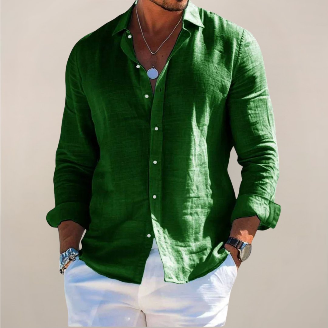 Smart casual men's relaxed button shirt, long sleeve design for everyday effortless style.