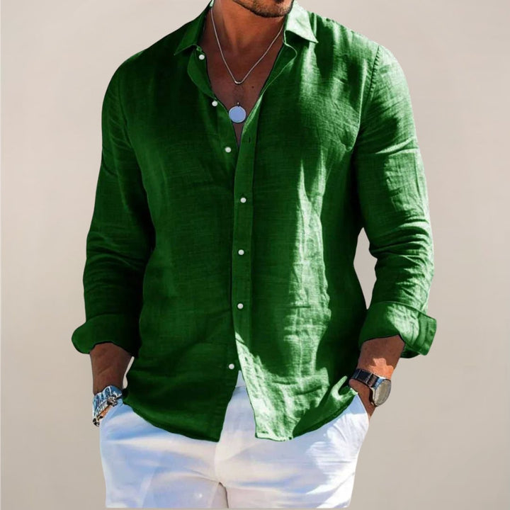 Smart casual men's relaxed button shirt, long sleeve design for everyday effortless style.