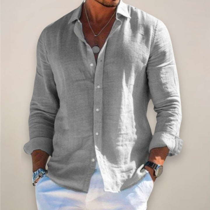 Lightweight men's casual button shirt, perfect for spring/summer comfort.