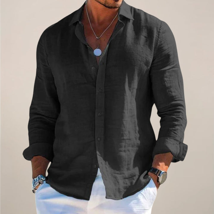 Versatile men's long sleeve shirt, perfect for casual spring and summer outfits.