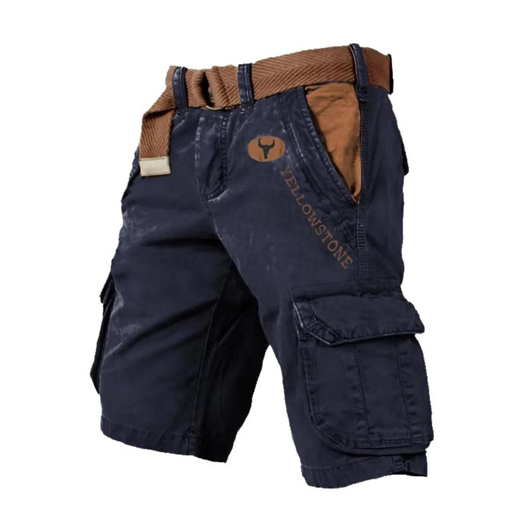 Relaxed fit men's multi-pocket cargo shorts, designed for everyday utility & outdoor wear.