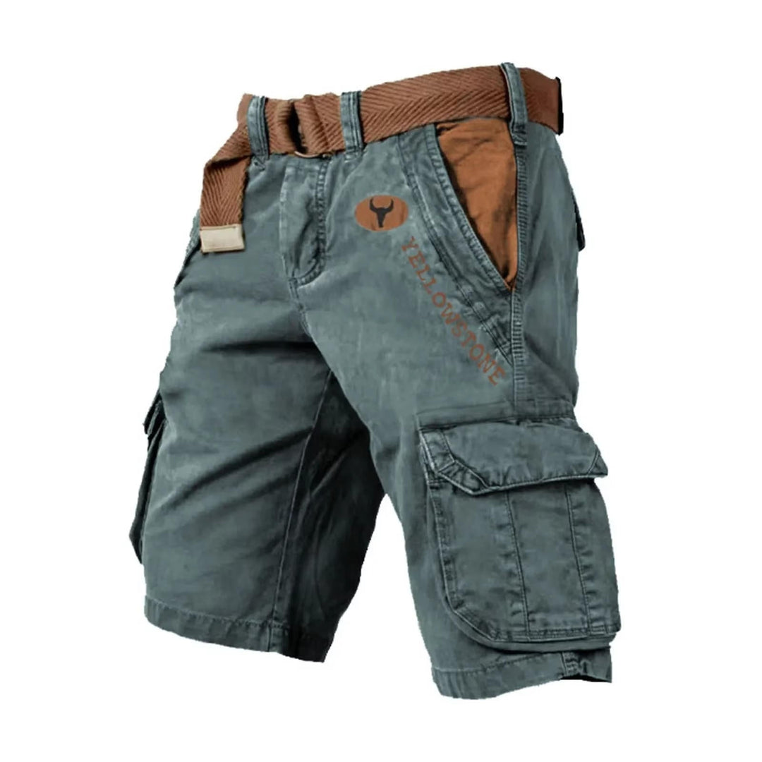 Stylish men's relaxed fit multi-pocket cargo shorts, perfect for comfort & practical use.
