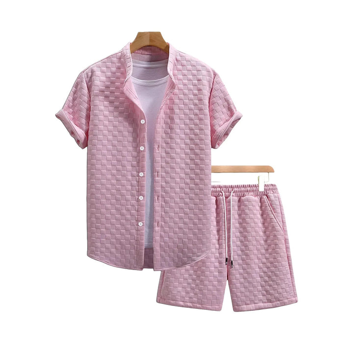 Men's relaxed fit short sleeve shirt & shorts co-ord set, perfect matching outfit for summer casual style.