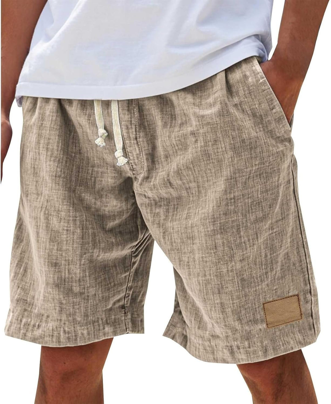 Comfortable men's drawstring shorts, relaxed fit, ideal for beachwear & summer vacation.
