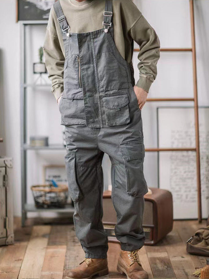 Comfortable men's relaxed fit cargo jumpsuit, perfect for work, outdoor adventure, or weekend projects.