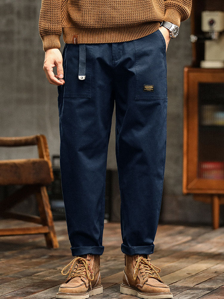 Men's relaxed fit utility pants in navy, versatile & stylish for everyday casual wear.